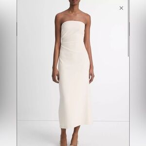Vince Cream Strapless Midi Dress